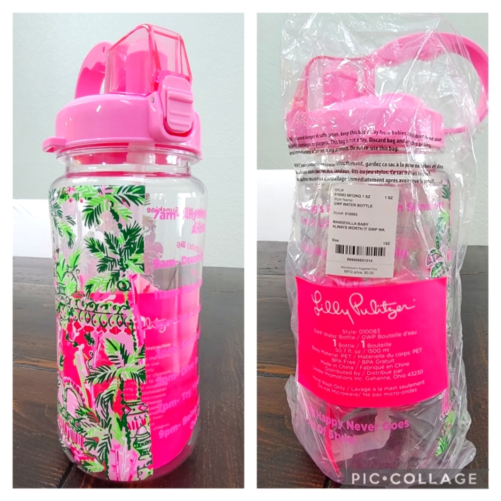 🌴 NWT Lilly Pulitzer Water Bottle in Mandevilla Baby Always Worth It
